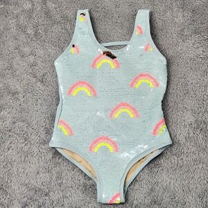 Shade Critters Swimsuit Girls 3T Blue Rainbow Sequin One Piece SG01A-169 Beach